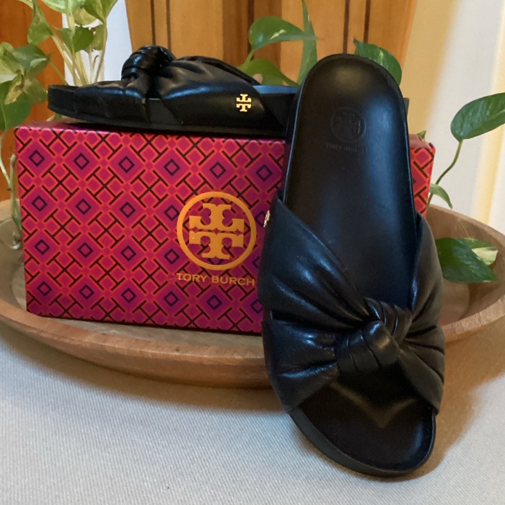 Tory Burch Black Knotted Slide Sandal